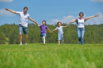 happy young family have fun outdoors