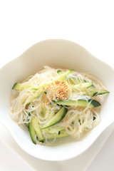 Asian cuisine, vermicelli and cucumbe Salad