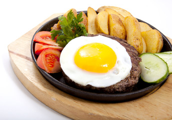 Steak with potato and egg