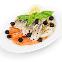 Fish assorted with salmon, mackerel. Seafood