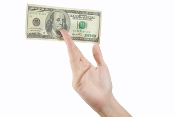 hand holding money dollars