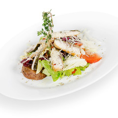 salad. fillet of smoked pikeperch