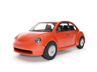 3d illustration: Red car on a white background