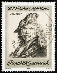 Postage stamp Austria 1969 Self-portrait, by Rembrandt