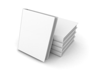 stack of blank books with white cover on white background