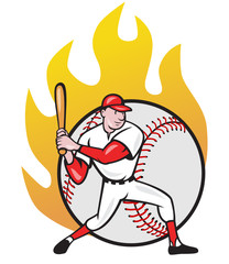 American Baseball Player Batting Ball