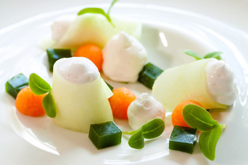 Creative melon variety dessert.