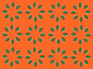 Optical illusion with circles made from green leaves