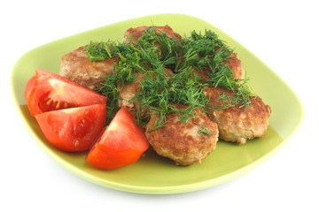 Fried meatballs with fennel and tomatoes