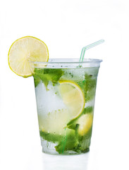 Cocktail mojito in plastic glass