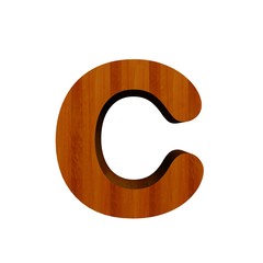 3d Font Wood Letter c
