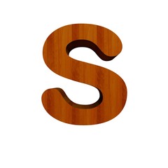 3d Font Wood Letter s