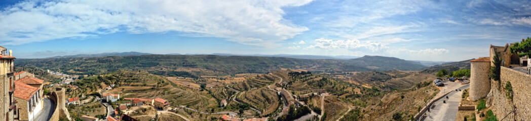 Obraz premium Morella in Spain. Landscape with town and mountains.