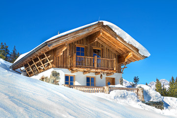 Mountain chalet in alps