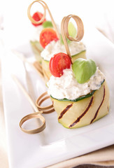 appetizer, grilled zucchini stuffed with cheese