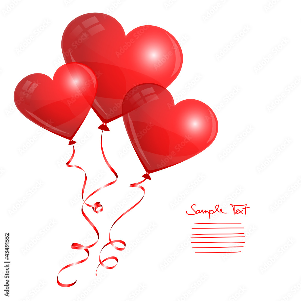 Canvas Prints 3 red heart balloons