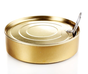 Tin can with pull ring isolated on white