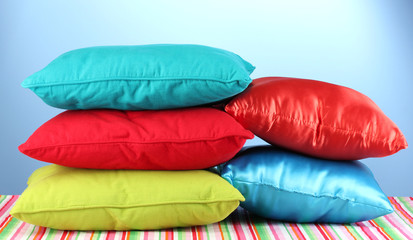 pillows on blue background