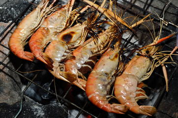 Delicious looking shrimp on the grill