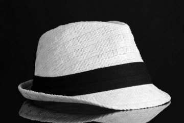 Beautiful white hat isolated on black