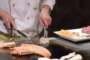 Teppanyaki japanese cuisine sauteed seafood