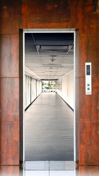 opened elevator showing hallway