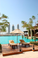 Recreation area at luxury hotel in Dubai downtown, UAE