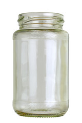 Close up of a empty preserving glass isolated on white..