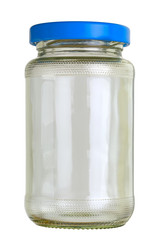 Close up of a empty preserving glass isolated on white..