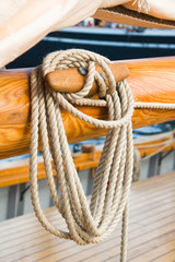 Close-up shot of rope. Taken at a shipyard.