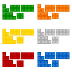 Construction plates with different colors over white