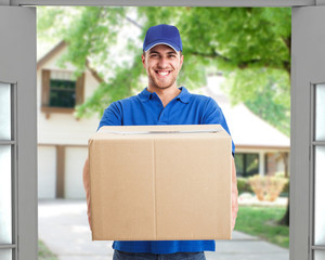 Deliverer holding a box
