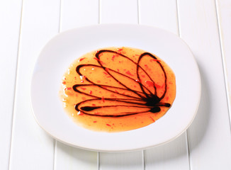 Hot sauce and balsamic vinegar