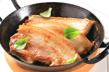 Pan fried pork belly