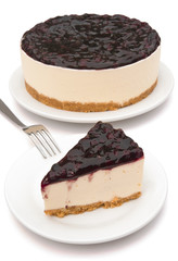 vertical composition-blue berry cheese cakes with clipping path