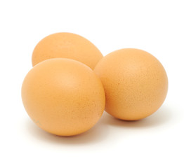 Brown Chicken Eggs Isolated on White Background