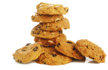 Delicious oatmeal cookies isolated on white