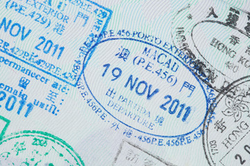 Visa stamps in passport