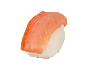 salmon sushi with white background