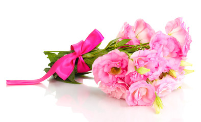 bouquet of eustoma flowers, isolated on white