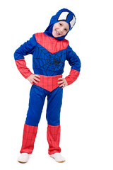 little boy in superhero costume