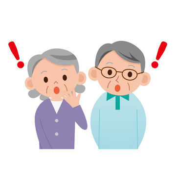 シニア　夫婦　驚く