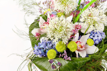 beautiful flowers in the basket