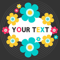 Cute greeting card with colorful flowers