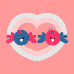 Romantic love card with birds