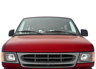 Obraz na płótnie Canvas Przód z czerwonego vana amerykański na białym tle
