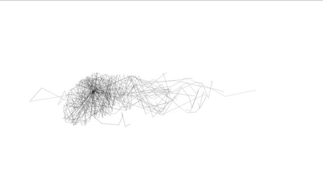 Male figure is revealed by the tracks of particles.