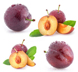 Plums isolated on white background