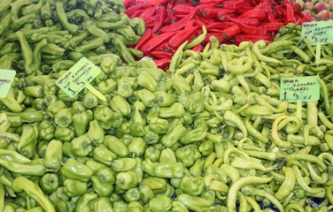 Fresh market produce of  peppers