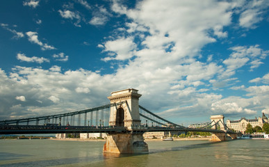 The famous Chain Bridge in Budapest, Hungary